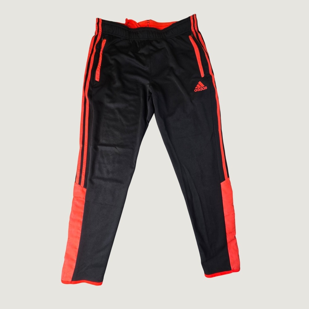 Adidas Mens Climalite Training Pants Black Orange 3-Stripe Ankle Zip Large